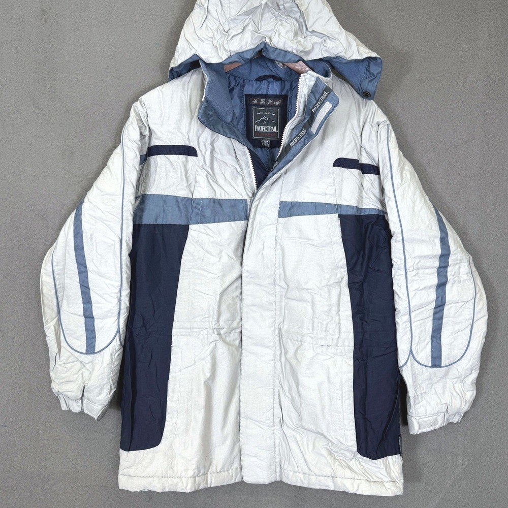 Pacific Trail Parka Youth XL Gray Blue Colorblock Hooded Winter Puffer Ski Coat